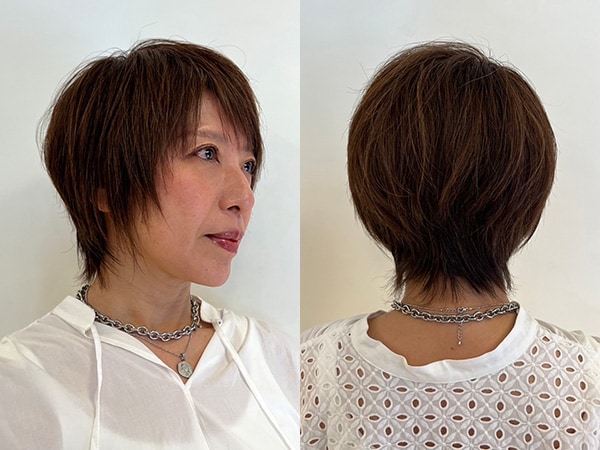 【スタイル1】トップはふんわり、顔まわりはスッキリ！小顔ショート