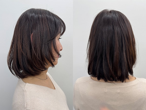 【スタイル3】ぺたんこ髪を解消！顔まわりが華やぐ上品エアリーボブ