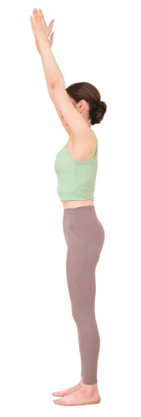 【ぽっこりお腹改善】立ったまま、両手を伸ばして持ち上げる