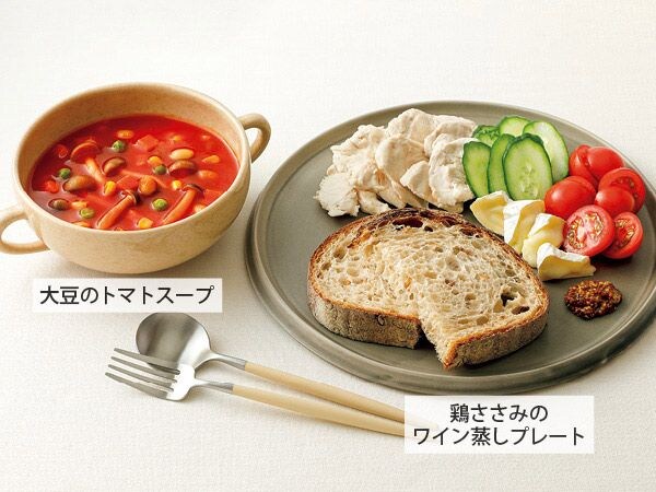 ビタミンB6で肌の新陳代謝を促す、ささみのワイン蒸し献立