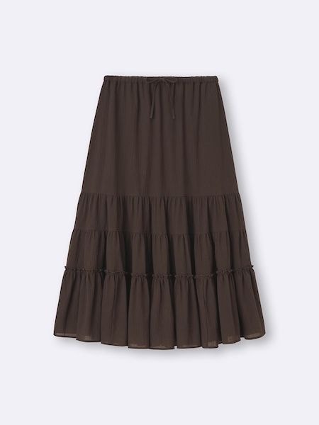 【GU】軽くて涼しい「ティアードフレアスカート」