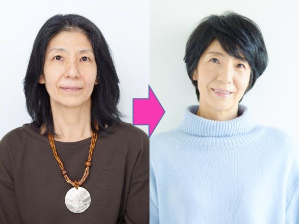 60代女性イメチェンレポート!ショートヘアで髪のボリュームダウン&顔のたるみを解決、小顔に