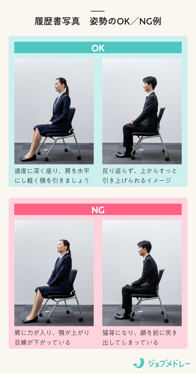 履歴書写真_姿勢のOKNG例