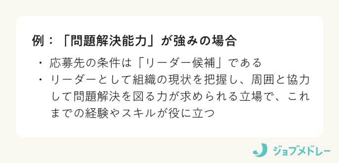 「問題解決能力」が強みの場合の例