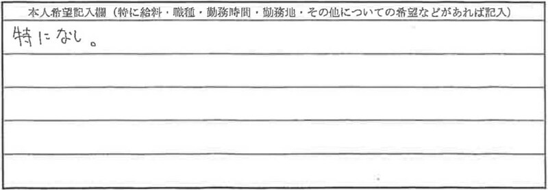 介護職30歳の履歴書（本人希望記入欄）