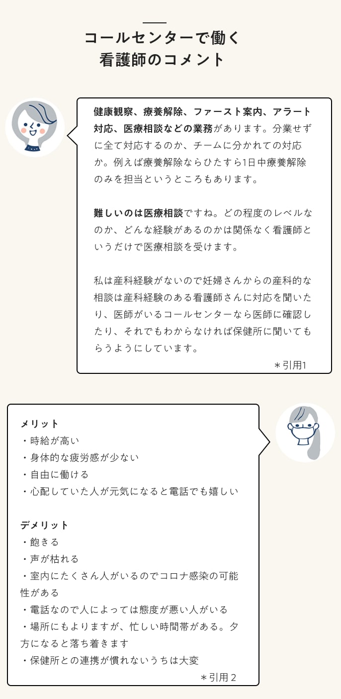 コールセンターで働く看護師のコメント