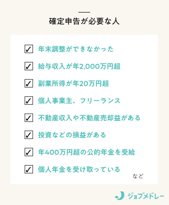 確定申告が必要な人