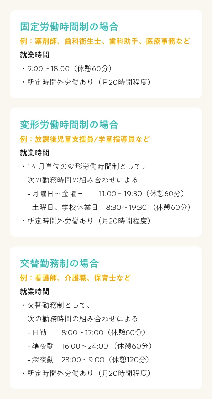 労働条件　就業時間