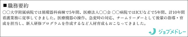 職務経歴書 職務要約の記載例