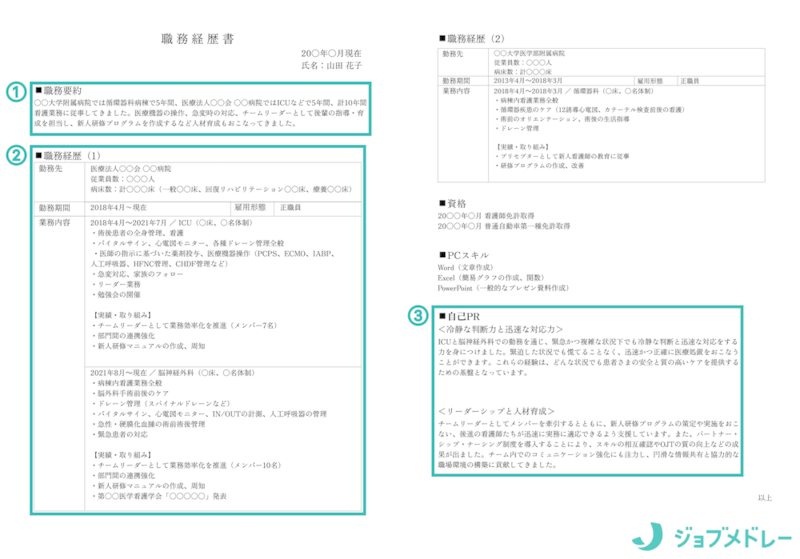 職務経歴書の記載例