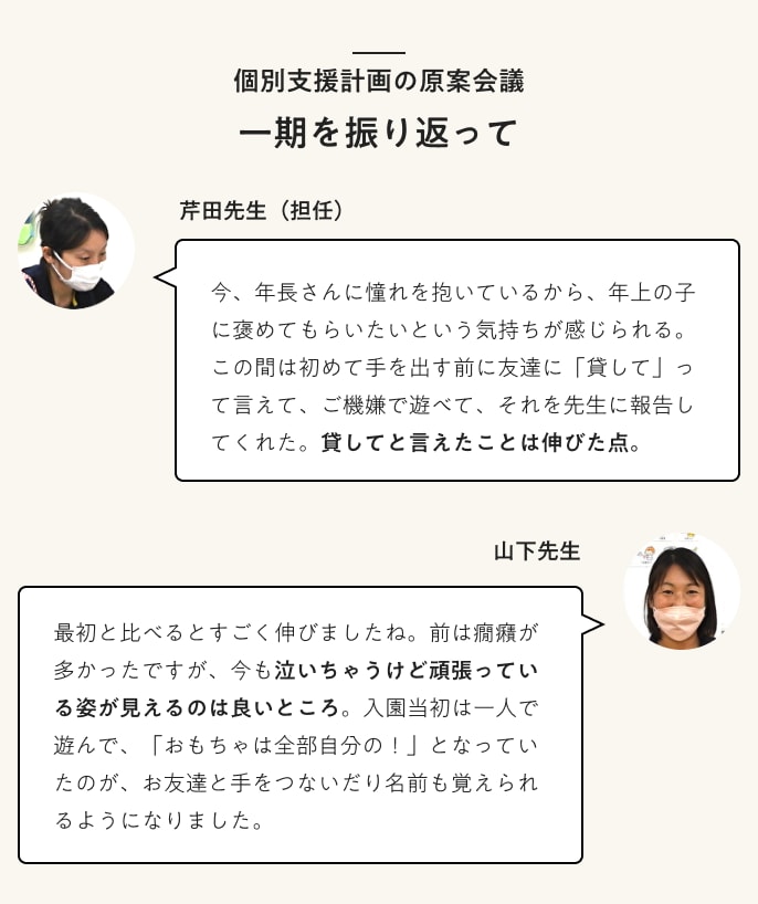 個別支援計画の原案作成会議での振り返り