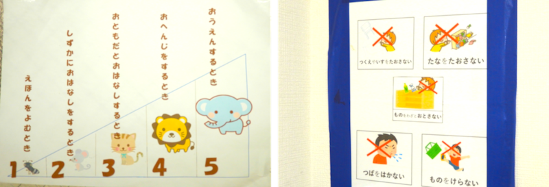 可視化によって声や行動に関する注意を促すイラスト