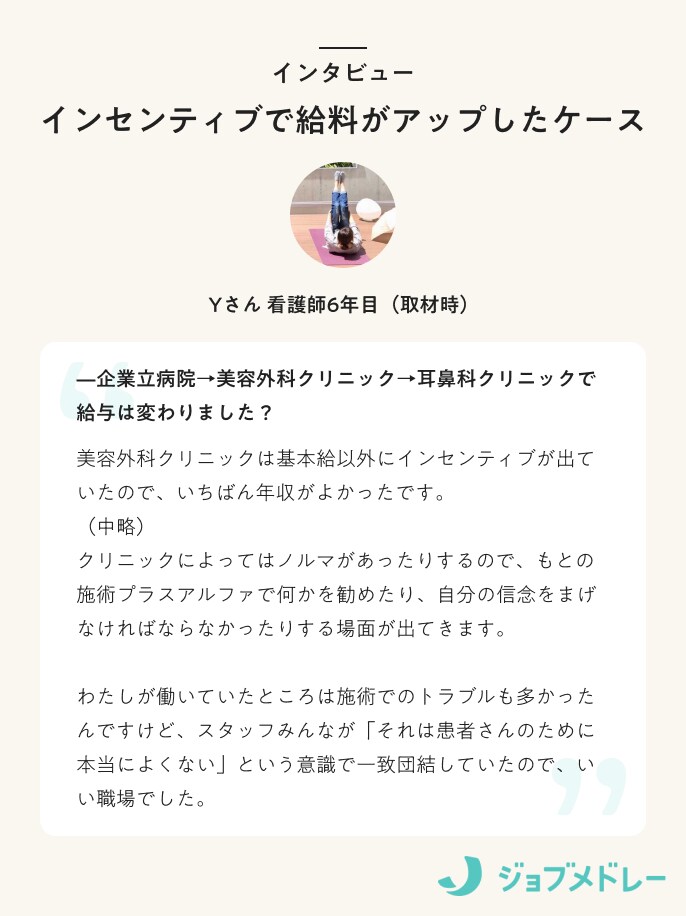 インセンティブで給料がアップした 看護師のケース
