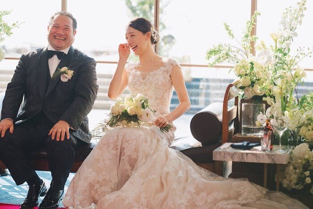 結婚式での真風さんと勝矢さん。楽しく幸せな1日だったそう。