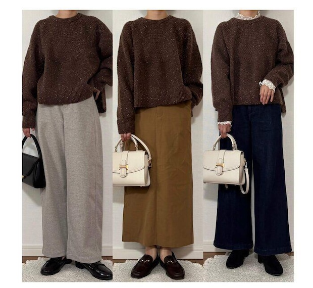 【しまむら】1,639円のお値段以上のもちもちニット発見!求心柄とネップ糸のワンポイントはしまむらに見えない高見えニット