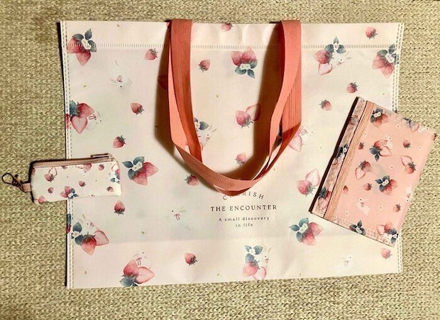 セリアの「いちご」グッズが可愛すぎる!いちご×うさぎのポーチ&バッグ購入レビュー