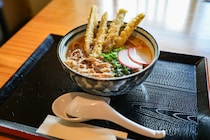 巨大なゴボウ天ぷらが乗ったほっこりうどんが自慢。ライダーの聖地「隼駅」前にある人気食堂｜鳥取県八頭町