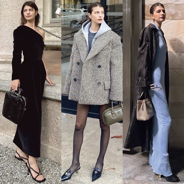 ミラノでパリでモデルのマギーをキャッチ! ノーボトムルックやミニ丈のお手本私服を拝見!