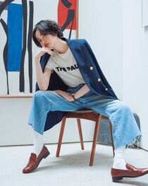 紺ブレはオーバーサイズが気分。無敵の着まわし・基本はデニム＋JKのトラッドスタイル