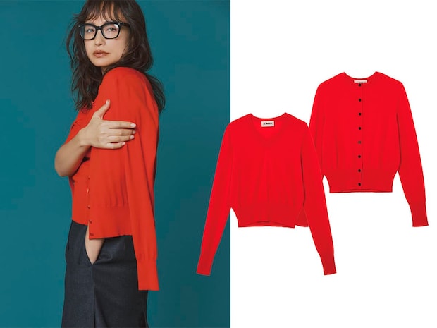 羽織って肩掛けして腰に巻いてと万能!40代がお仕事にもお出かけにも着られる【ツインニット】