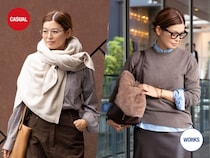 「旬ブラウン」のシャツとパンツに「グルグル巻きストール」で差がつく【洗練トラッド】に♡