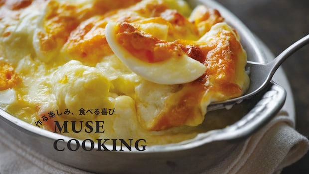 バター代わりに「オリーブオイル」で！冬のごちそう『ハム、卵、カリフラワーのオイルグラタン』