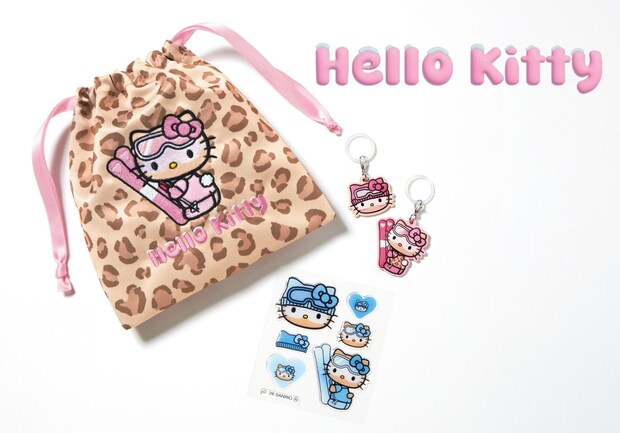 ゴーグル型に雪焼けしちゃった！sweet3月号だけの限定“雪焼け”ハローキティのシールやポーチ4点セットが可愛過ぎ♡