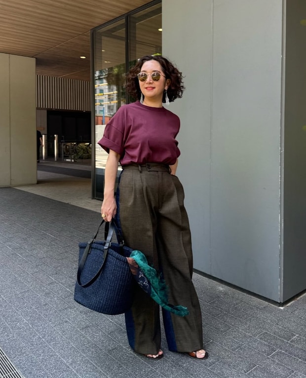 何回洗っても型くずれしない!秋色カラーTで夏もシックに【365日スナップ】志波かよこさん