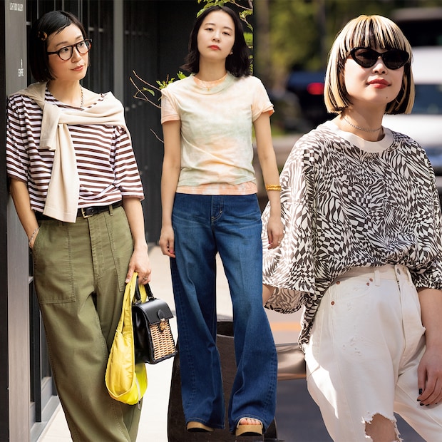 カジュアルボトムと好相性。タイダイ、ボーダーetc.おしゃれ業界人の 【柄T】が主役の私服コーデ
