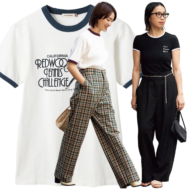 レトロ感満載の 【リンガーTシャツ】を40代以上が着るなら「キレイめボトムス」が正解です