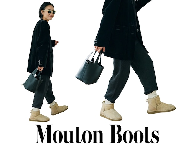 脱力スエットはNG。40代の【アグ】ブーツには気合い十分なジャケット必須！｜金子綾のオール私服コーデ