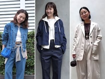 【40代スナップ7選】デニム×デニムや白×白…アウターとパンツの「セットアップ見せ」流行中！