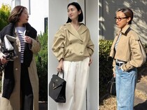【40代スナップ7選】ショート丈にバックプリント入り…今季「ひと癖トレンチコート」が旬です！
