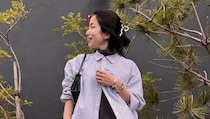 【40代スナップ】機能性×洒落感。 ノースフェイスの「ストライプシャツ」がイイ！｜佐竹彩さん