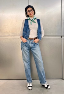 旬のデニムonデニム！ベストのレイヤードでこなれ感がうまれる！【365日スナップ】小神野直子さん