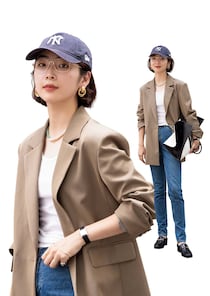 おしゃれな人の上品で肩を強調したキレイめジャケットのコーデとは？【長峰由莉さんの私服スナップ】
