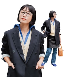 テーラードジャケットをナイロン素材でハズすこなれテク満載スタイル【遠山涼子さんの私服スナップ】