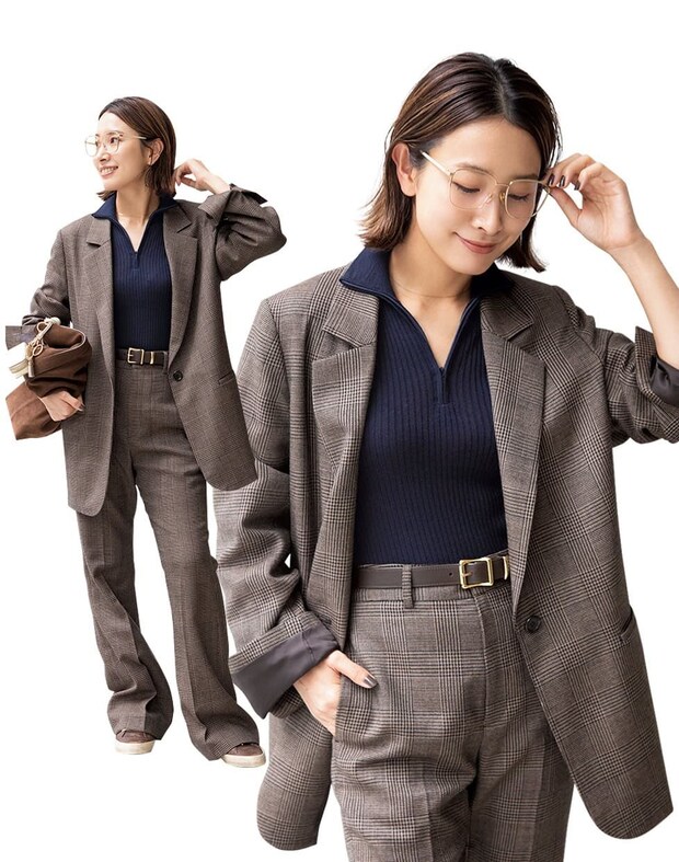 コンサバ過ぎないセットアップは「オーバーサイズ」&「セミフレア」【佐々木郁美さんの私服スナップ】