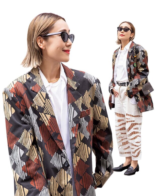 「白」を取り入れてキャッチーなジャケットを品よく大人顔に！【片山久美子さんの私服スナップ】