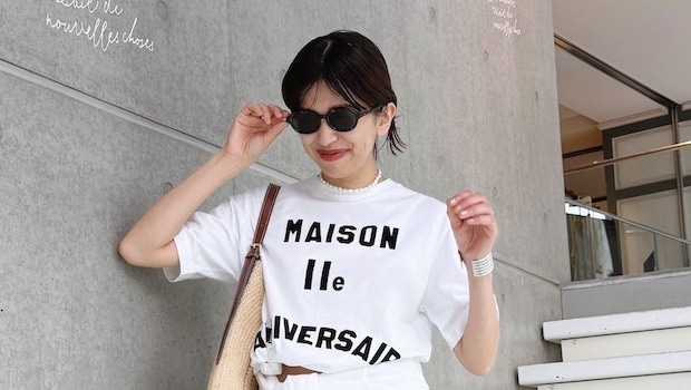 【40代スナップ】Tシャツ×ハーフパンツに「腰巻きシャツ」でグッと美脚見せ｜園畠麻衣さん