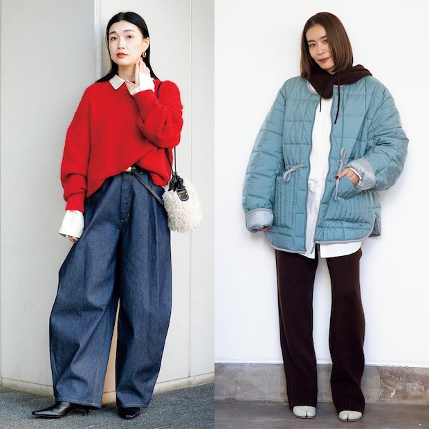 カラーダウンや赤×カーブデニム、東京のおしゃれオトナ女子のリアルな着こなし拝見【スナップ】