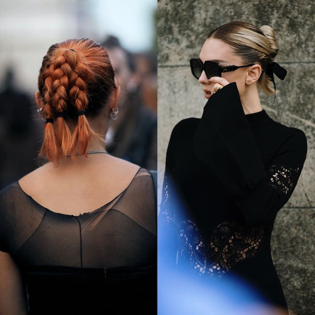 ブラックリボン＆編み編みに注目！ 海外ファッショニスタに学ぶ最旬ヘアアレンジ