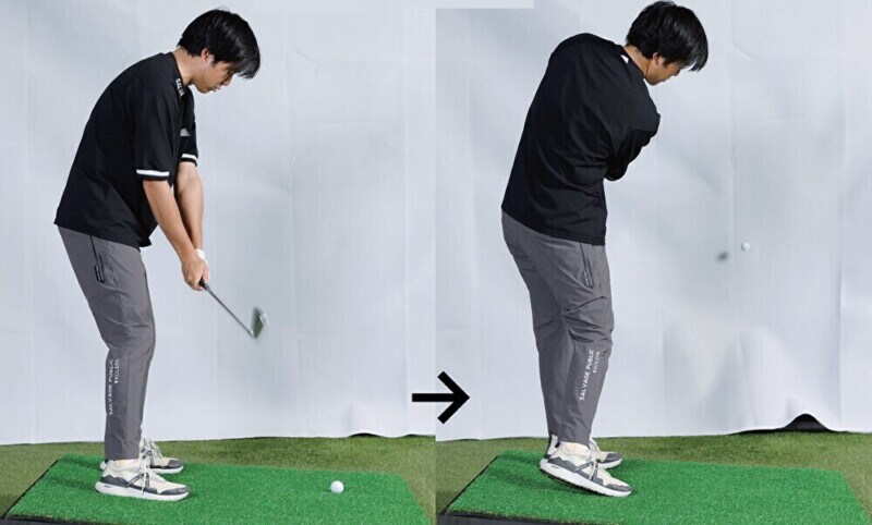 難しいツマ先下がりのライは「前傾角度のキープ」で攻略しよう!