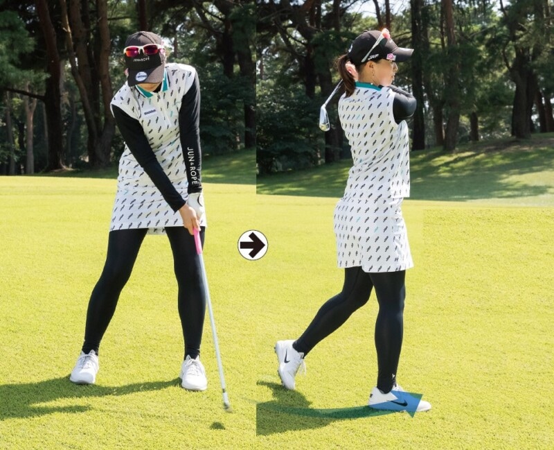 傾斜地ショットは「一歩踏み出す」と安定する！ブレによるミスをなくすコツ