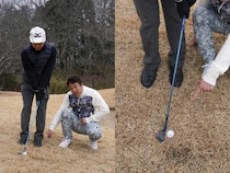 左足下がりでダフらないコツは？ボールを左にセットしよう