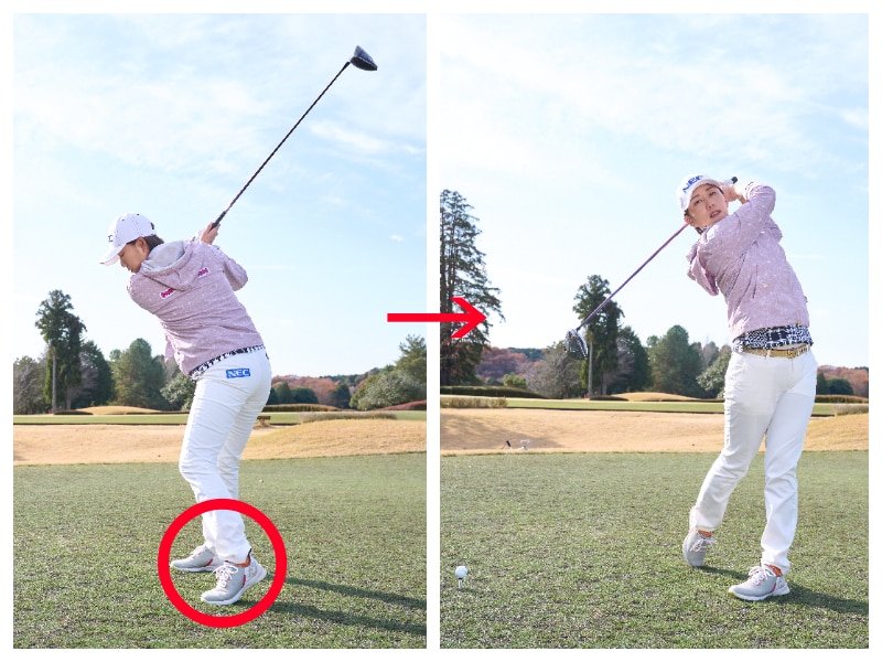 体が硬い人は「カカトを上げる」と大きく飛ぶ!すぐ実践できるドライバーのコツ