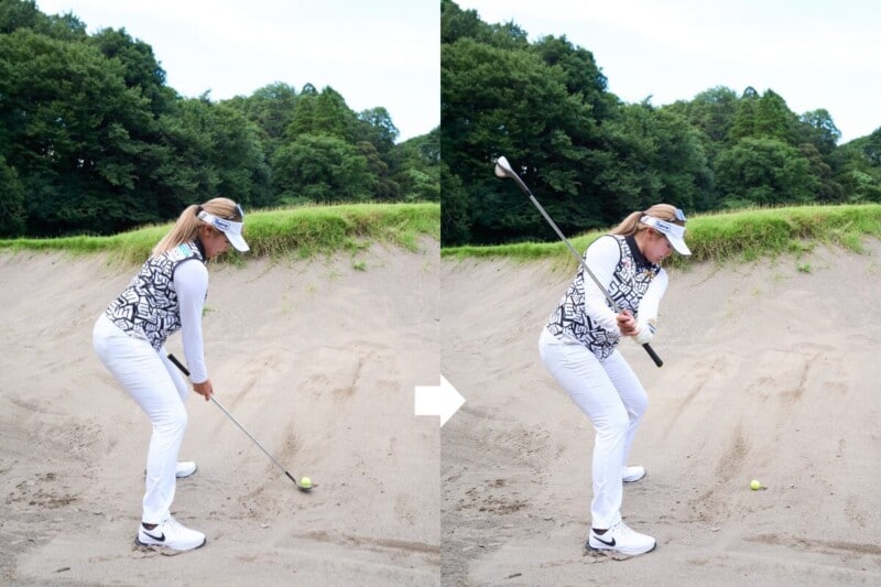 ワイドスタンスにすると簡単に脱出できる！バンカーのコツを解説