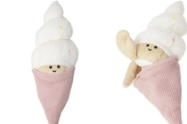 【ニトリ】 ソフトクリーム ⇒ ヤドカリ に変わる…？　“変態” クッション、税込み1990円。 不思議かわいい表情、クセになりそう