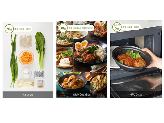 右からKitOisix、Oisix CookBox、デリOisix