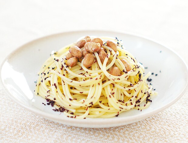 「お手軽梅納豆パスタ」